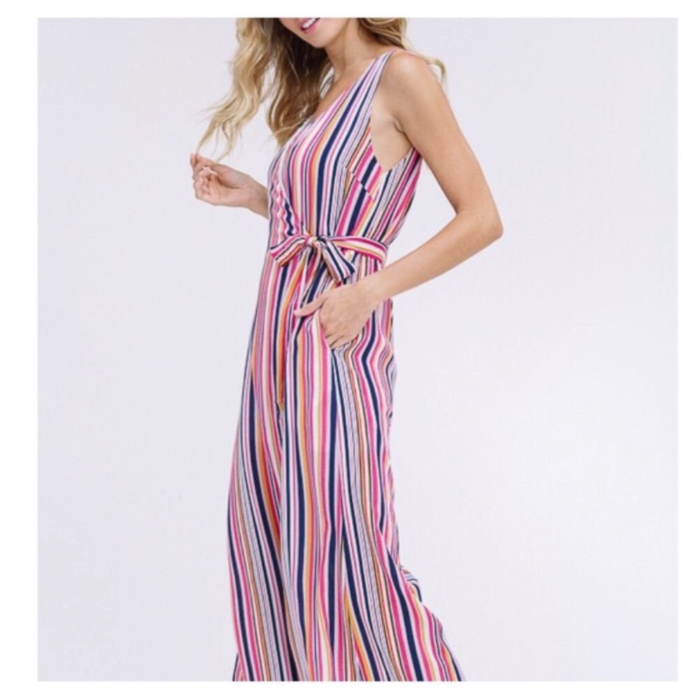 Striped wrap jumpsuit - Picture 4 of 5